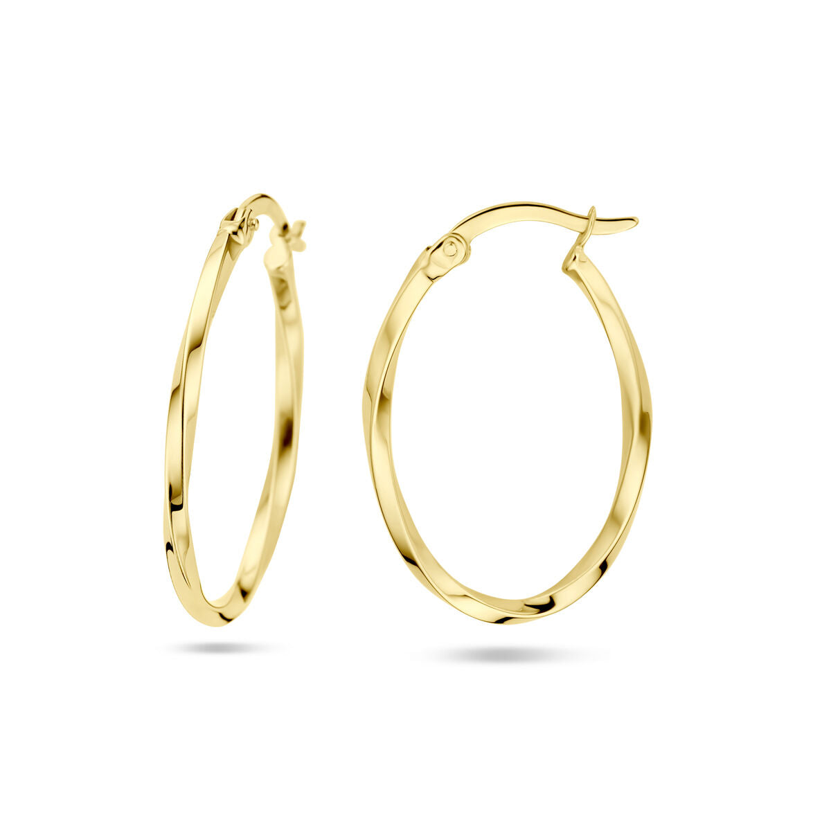 14k żółte złoto skręcone kolczyki koła – 28 mm