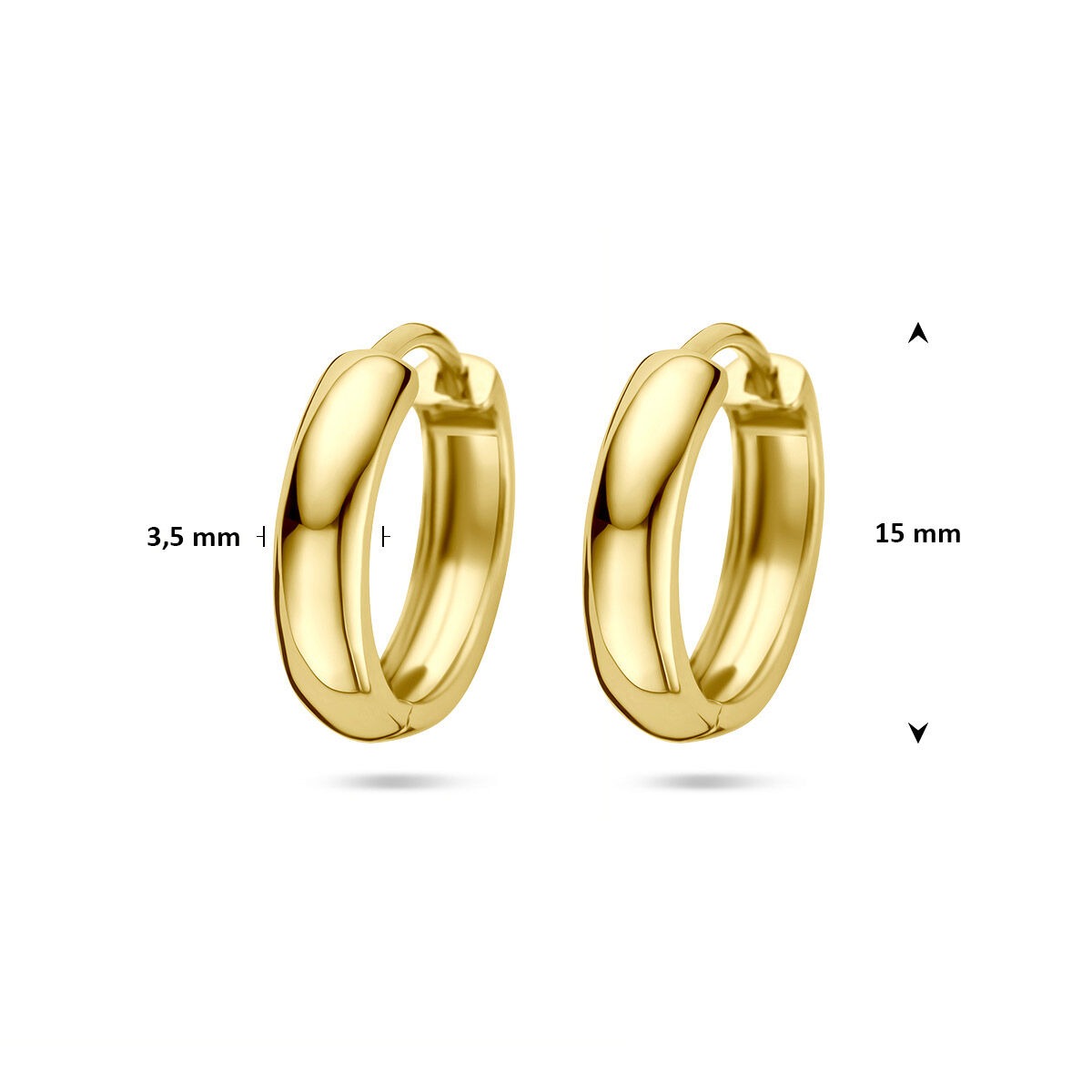 9k Żółte złoto kolczyki koła 3,5 mm