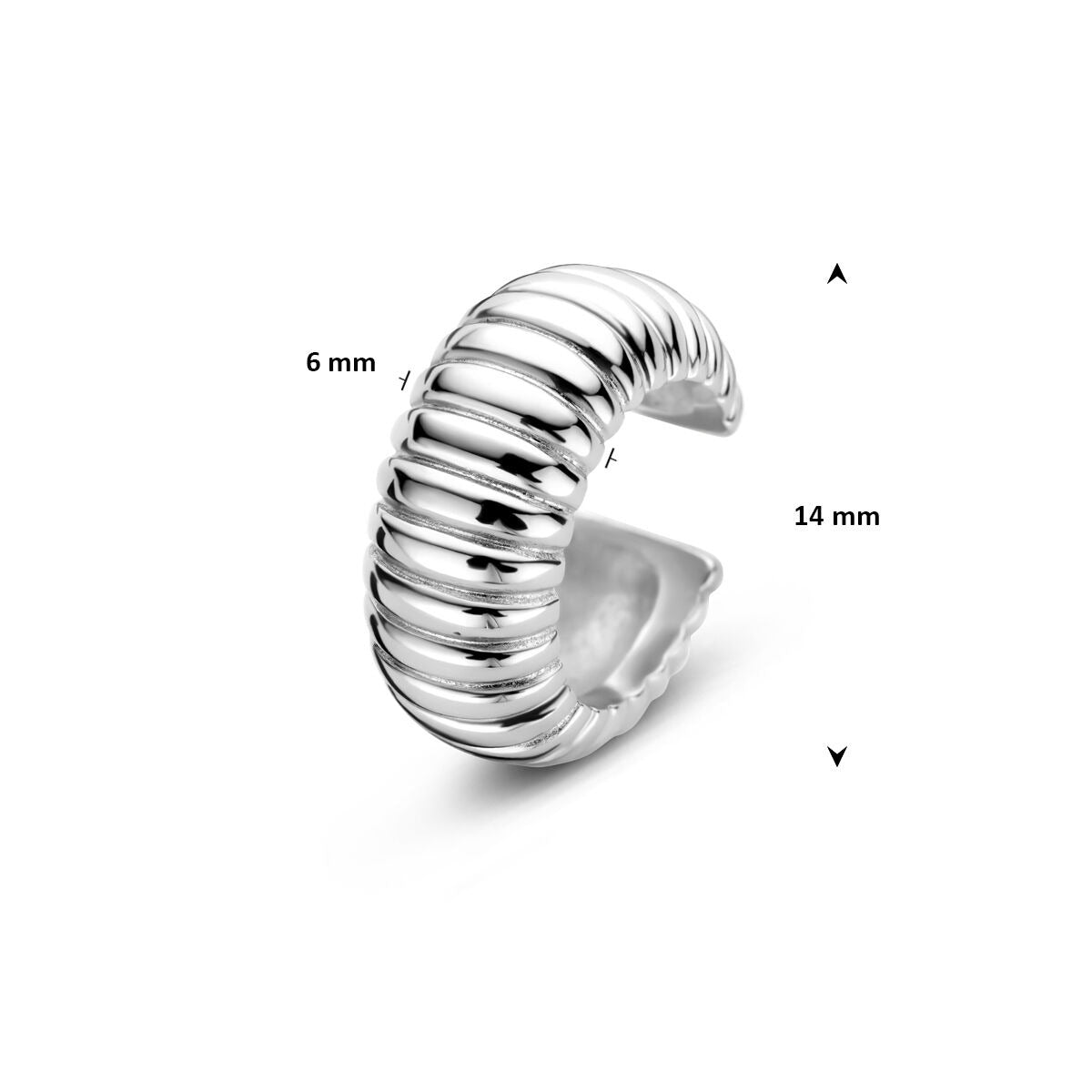 Rodowany srebrny ear cuff damski