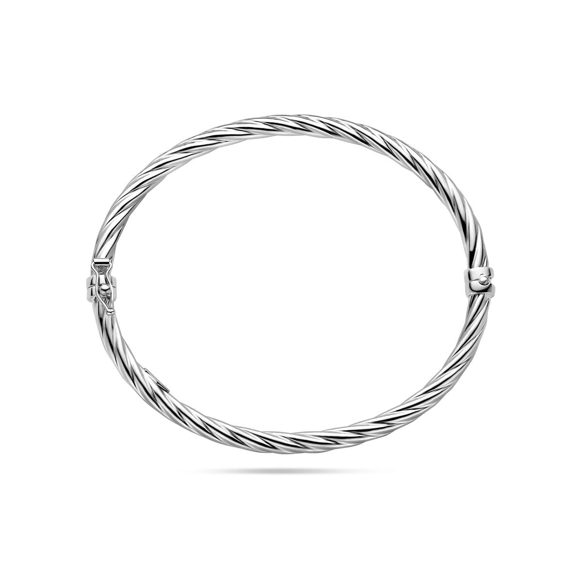 Srebrna bransoletka z plecionym wzorem – rodowana srebro 925, 61 mm średnica
