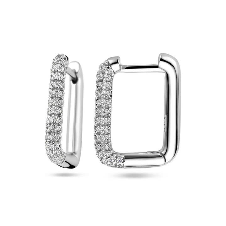 Zilveren klapoorringen met zirkonia – gerhodineerd 925 zilver