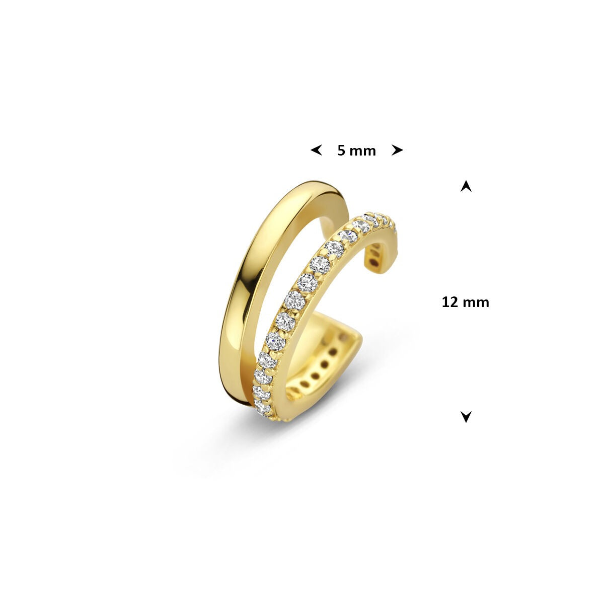 Pozłacany srebrny ear cuff z cyrkonią w oprawie typu ryzetka