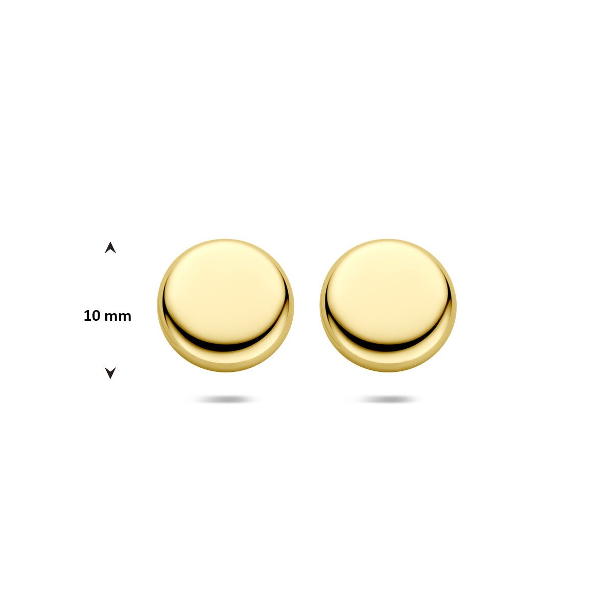 14k żółte złoto kolczyki wkrętki o średnicy 10 mm.