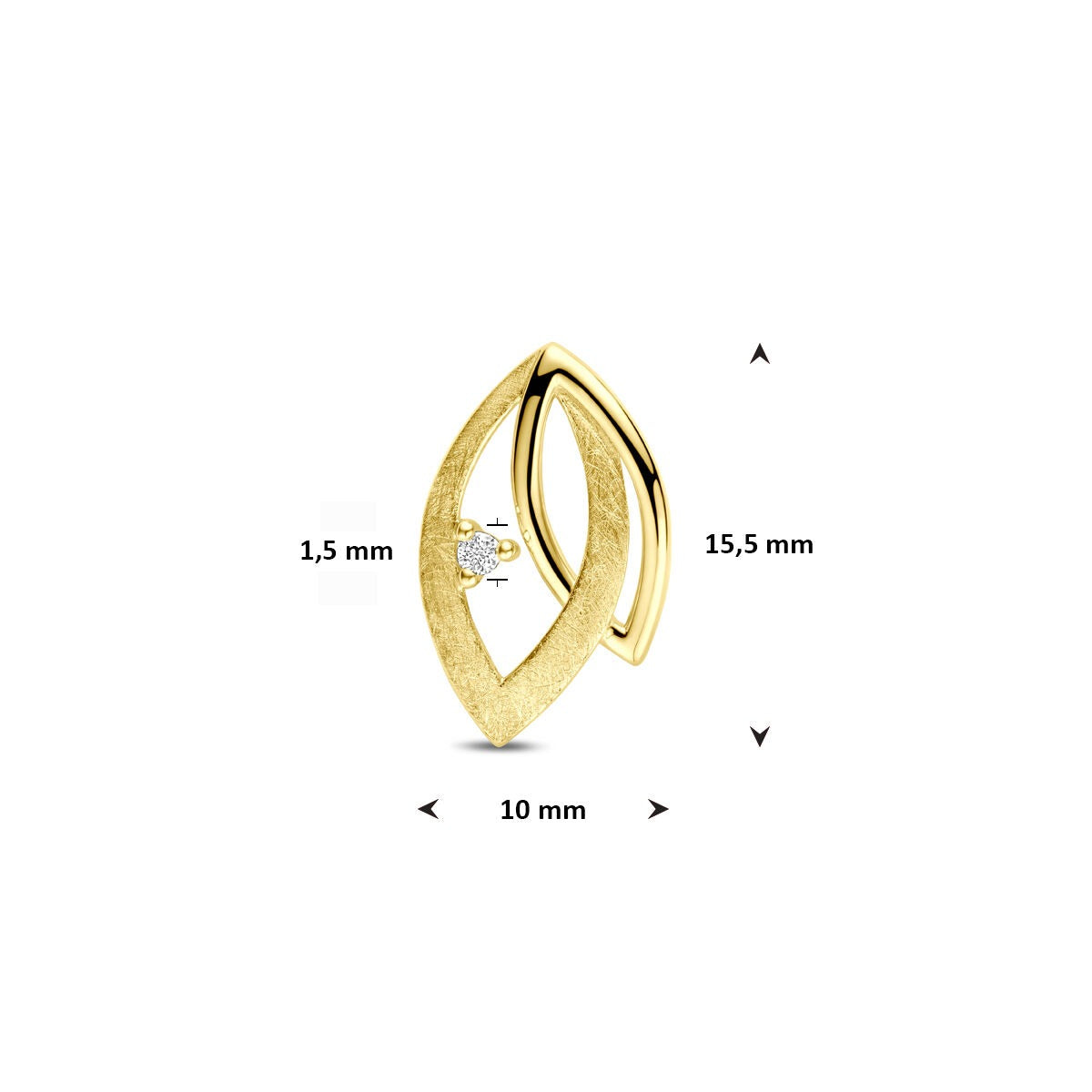 Złoty wisiorek z diamentem 14k 0.02ct h si 15,5 mm