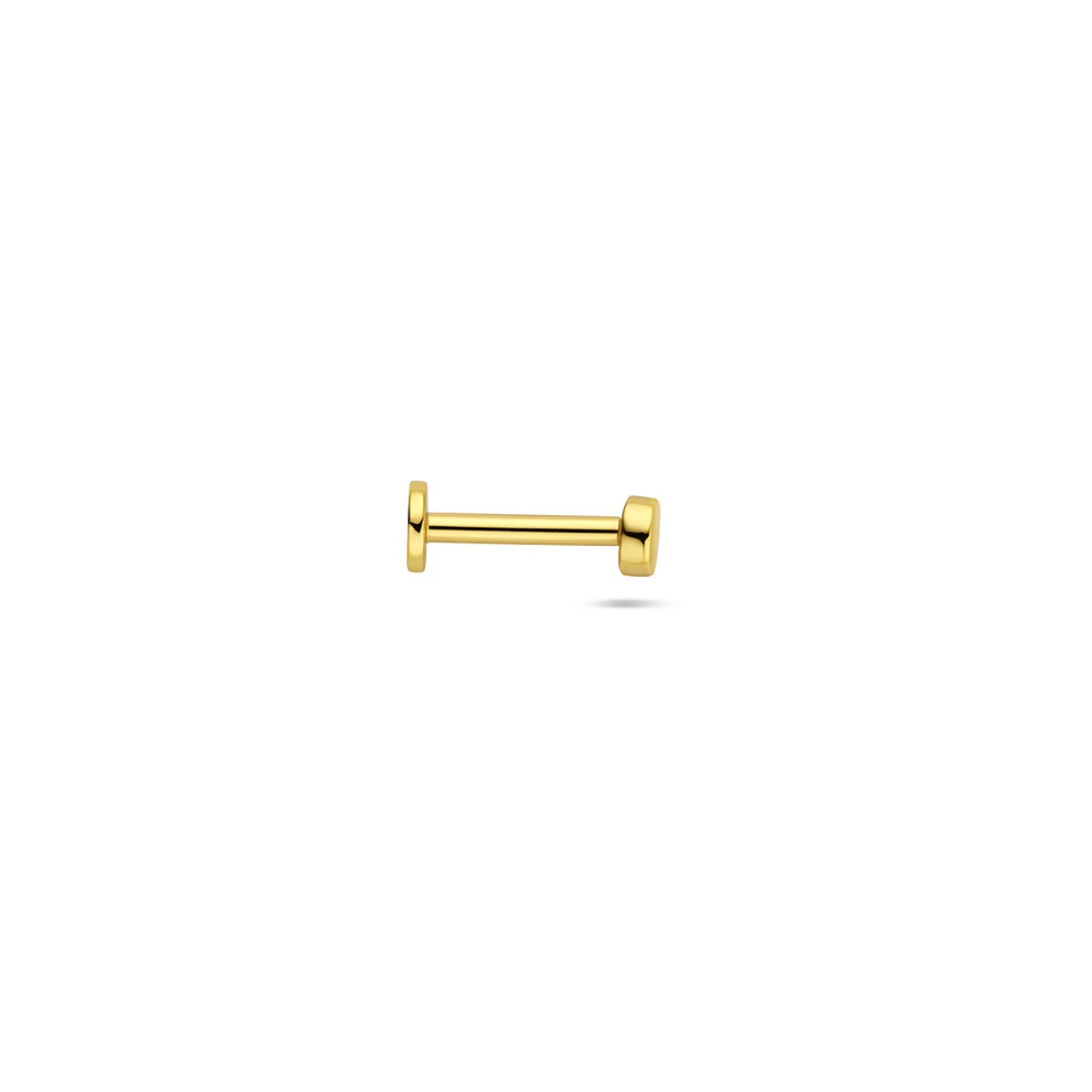 Pozłacany srebrny piercing płaski w kształcie okrągłym
