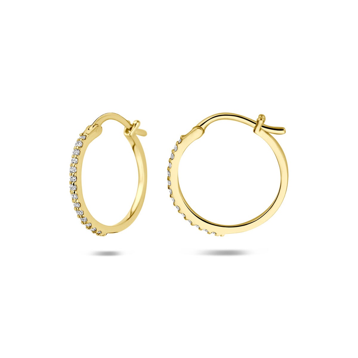 14k Żółte Złoto Kolczyki Koła z Diamentem Hodowanym w Laboratorium 0,15 ct
