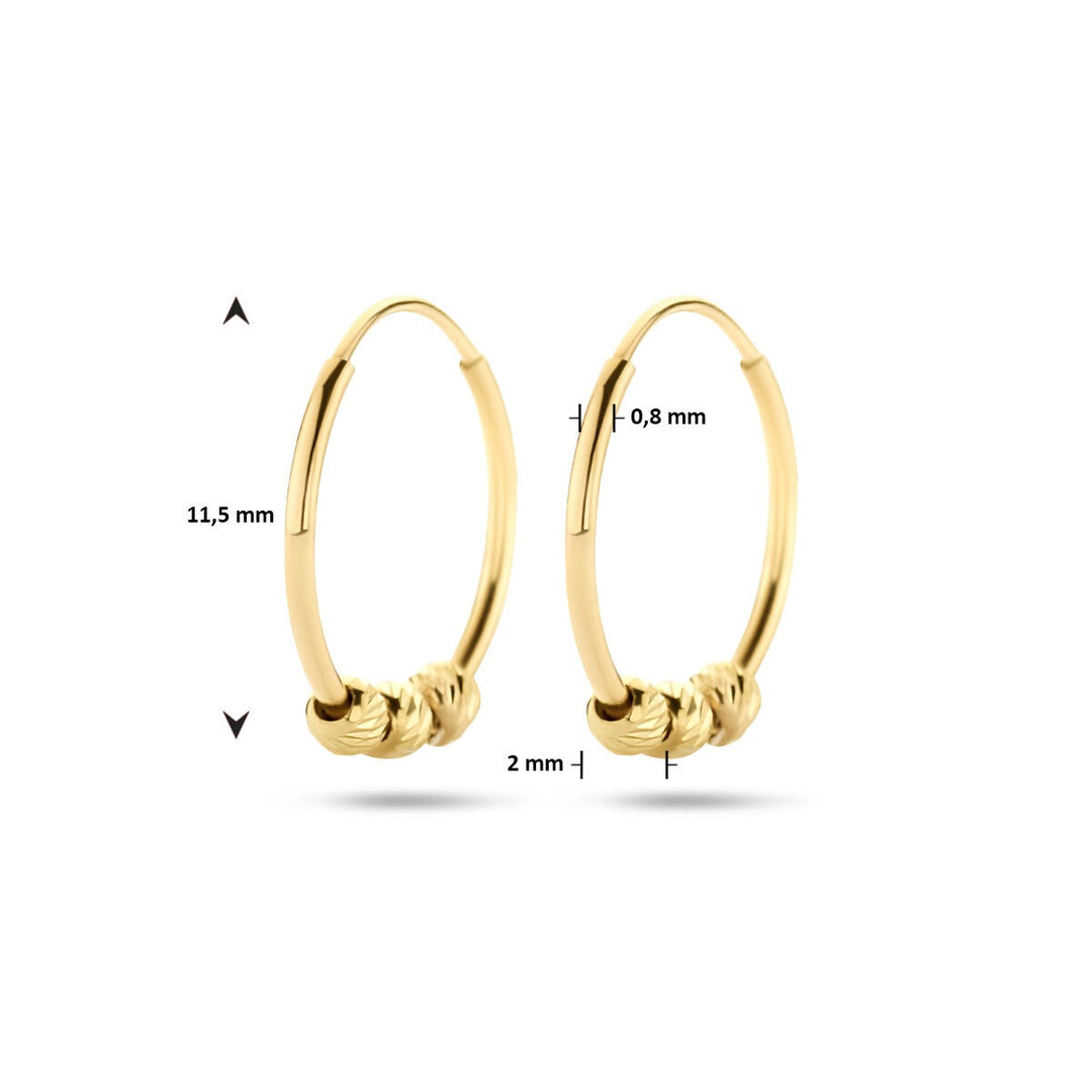 Gouden oorringen met bolletjes – 14k, 11 mm