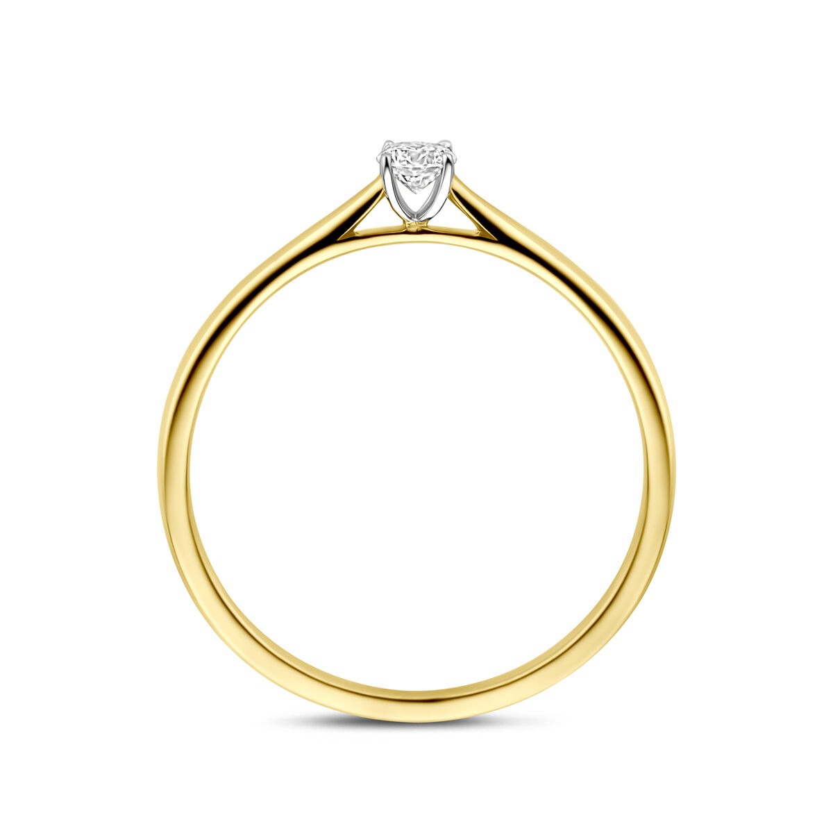 14k Bicolor żółte i białe złoto pierścionek z 0.10ct diamentem hodowanym w laboratorium