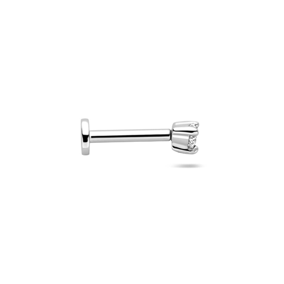 925 Rodowany Srebrny Piercing Flat Back z Cyrkonią