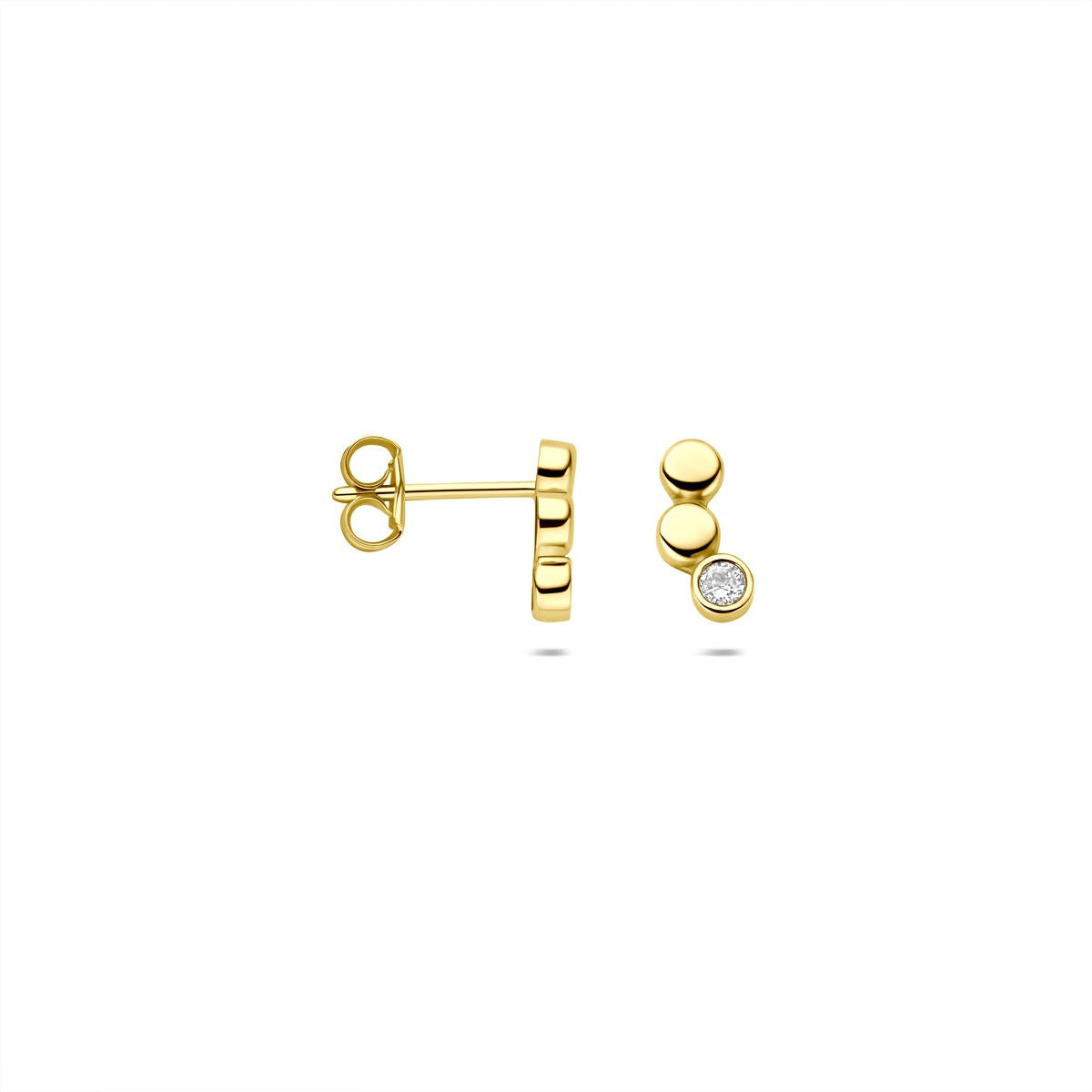 9k żółte złoto kolczyki wkrętki z cyrkonią – 8,5x4mm