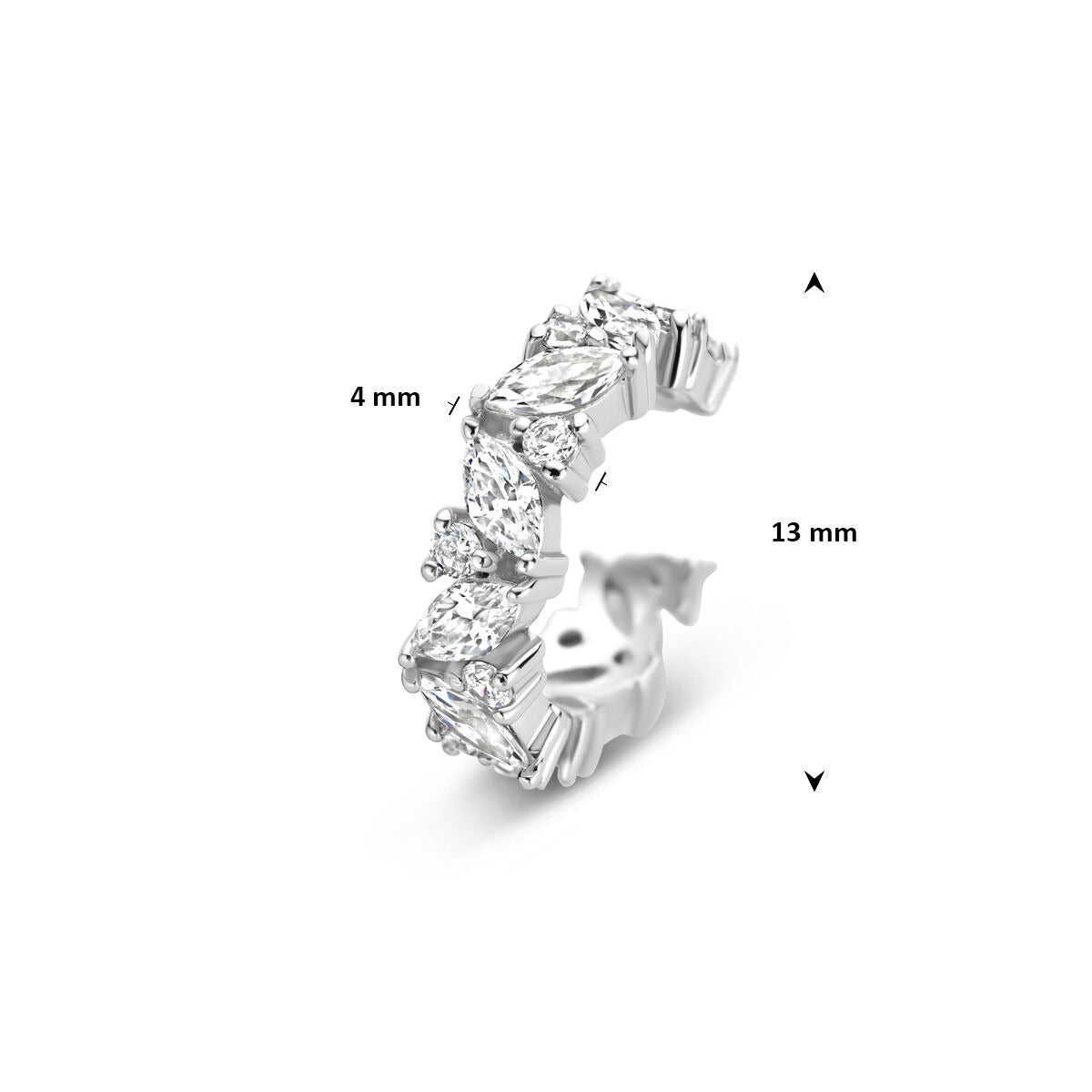 Srebrny ear cuff z cyrkonią – rodowany 925 srebro