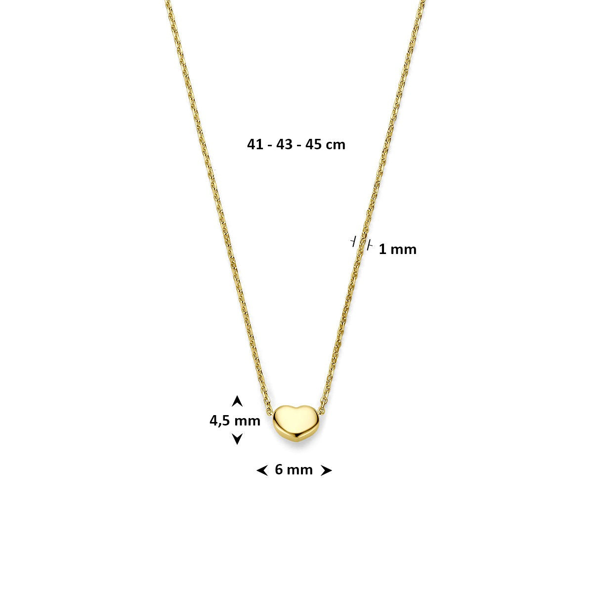 14k Geelgouden collier met hartje