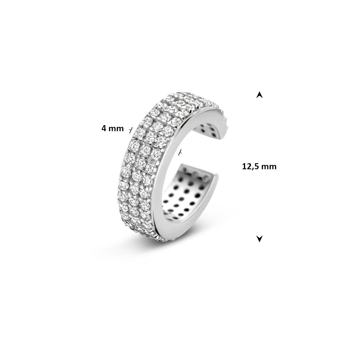Srebrny ear cuff z cyrkonią – rodowany 925
