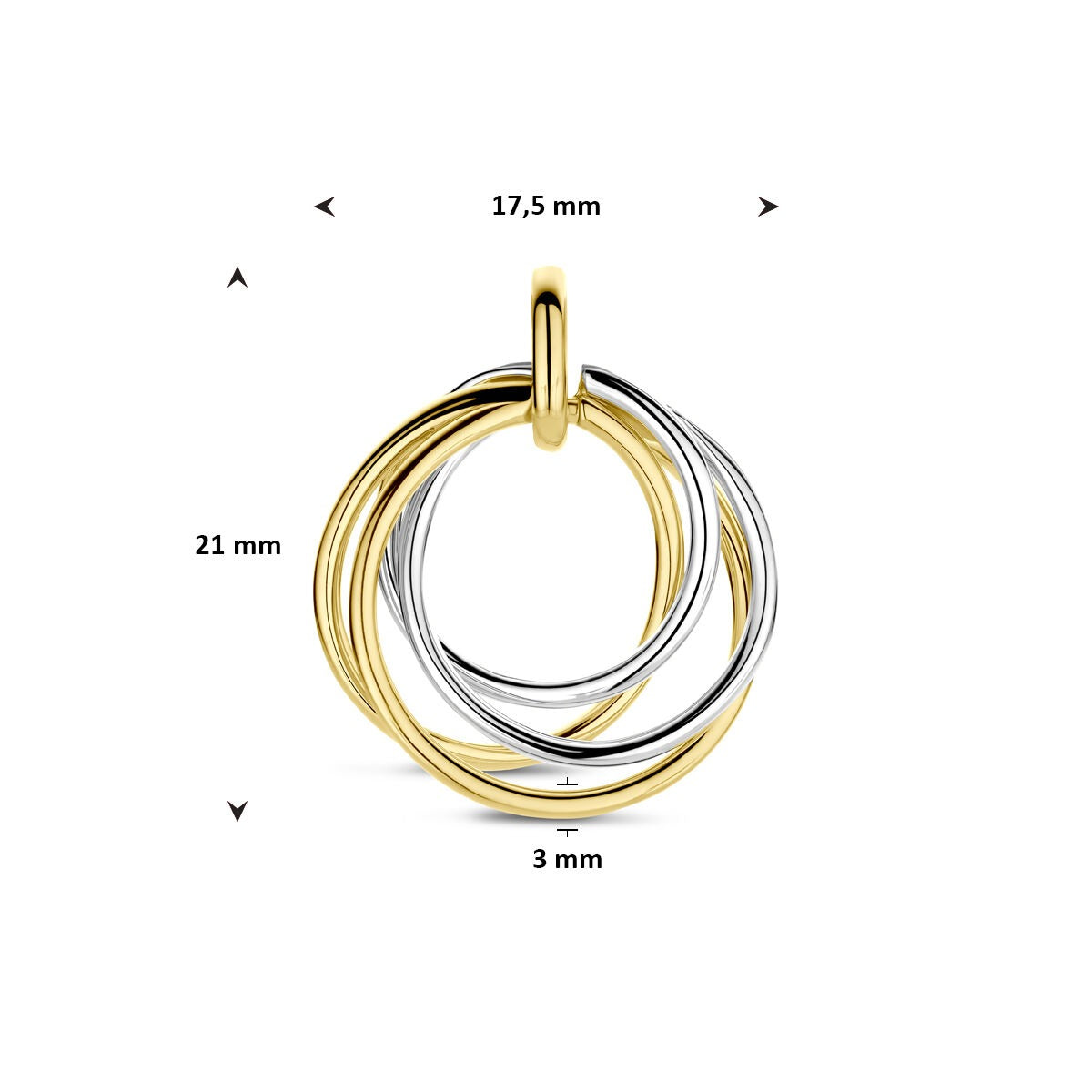 14k Bicolor wisiorek z żółtego i białego złota – damski 21 mm