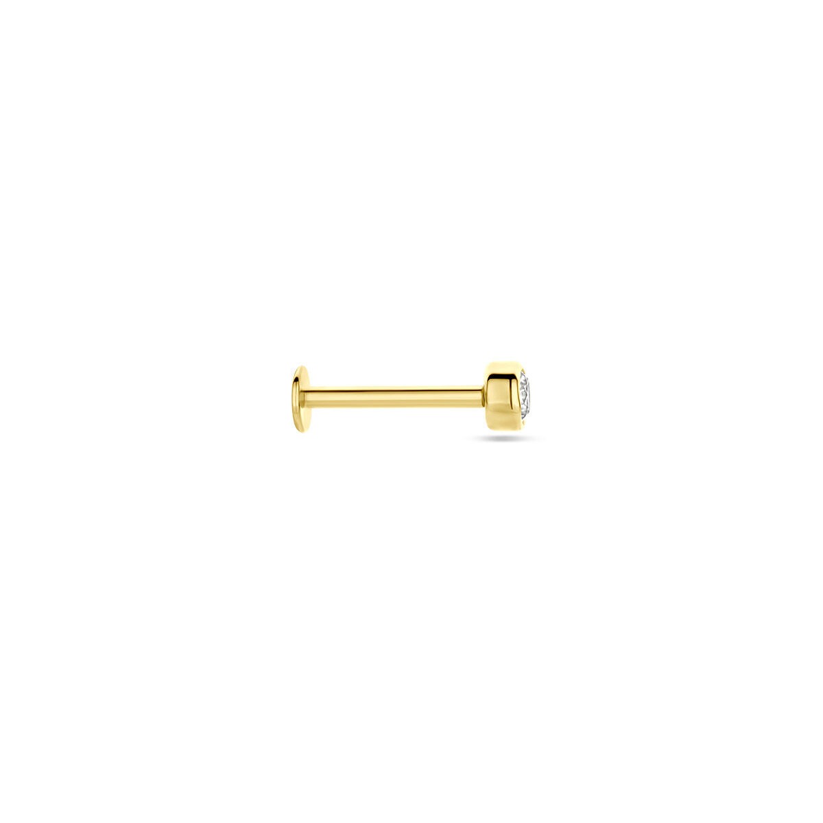 9k Żółte złoto piercing z płaskim tyłem z cyrkonią 3 mm