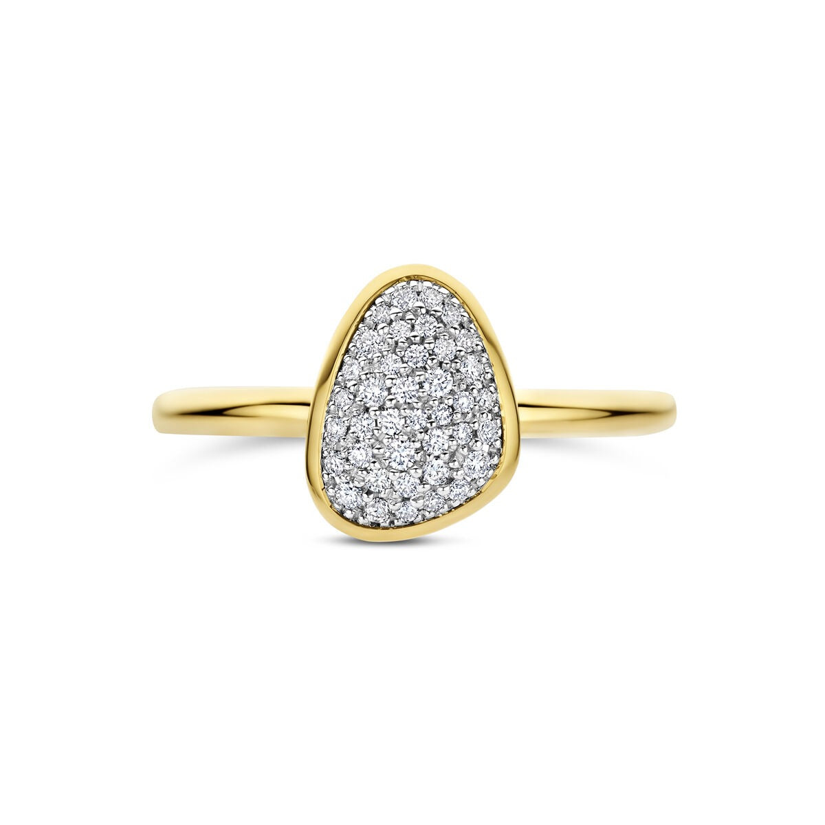 14k bicolor pierścionek damski z diamentem – 10,5 x 8 mm
