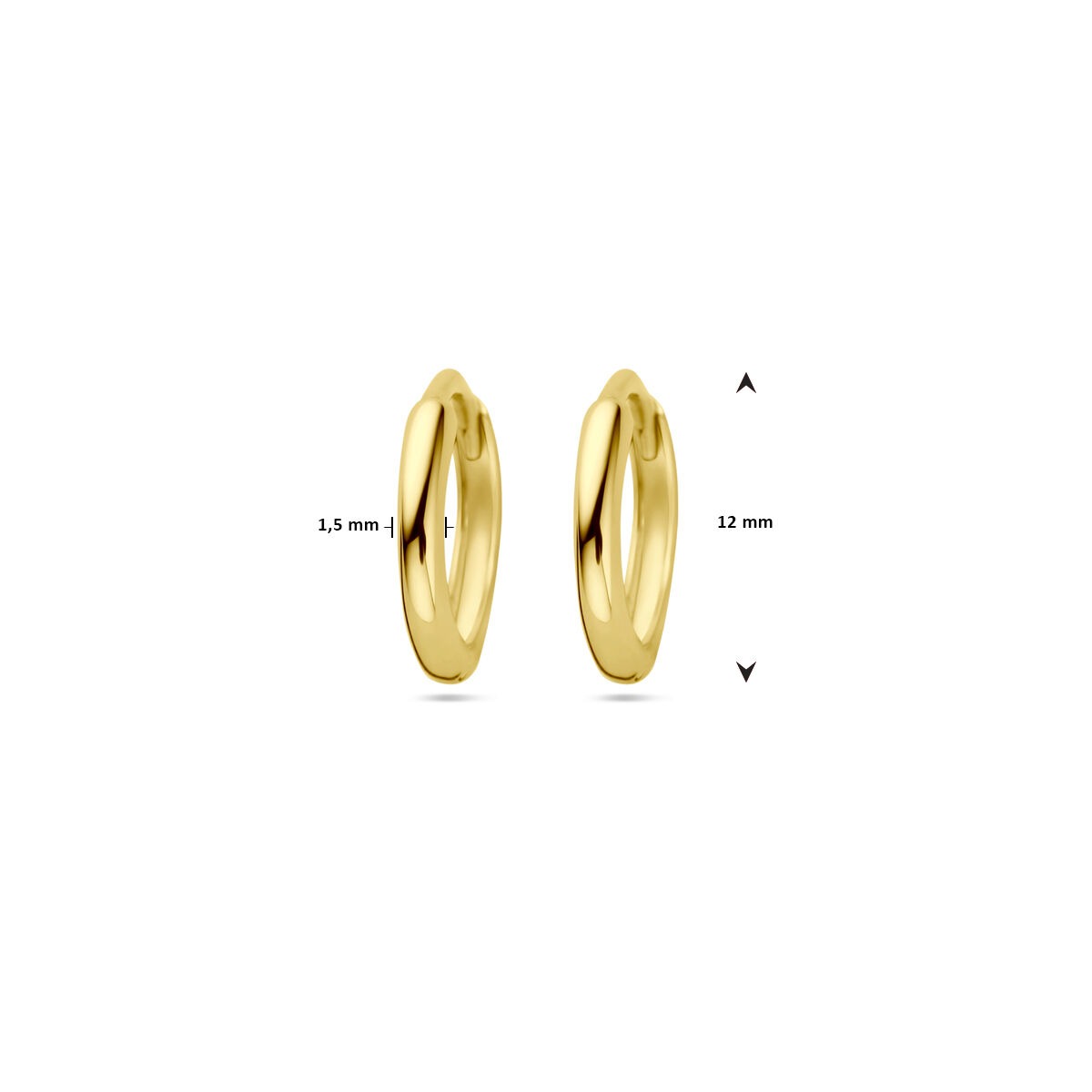 14k Żółte Złoto Kolczyki Koła dla Dzieci – 1.5mm