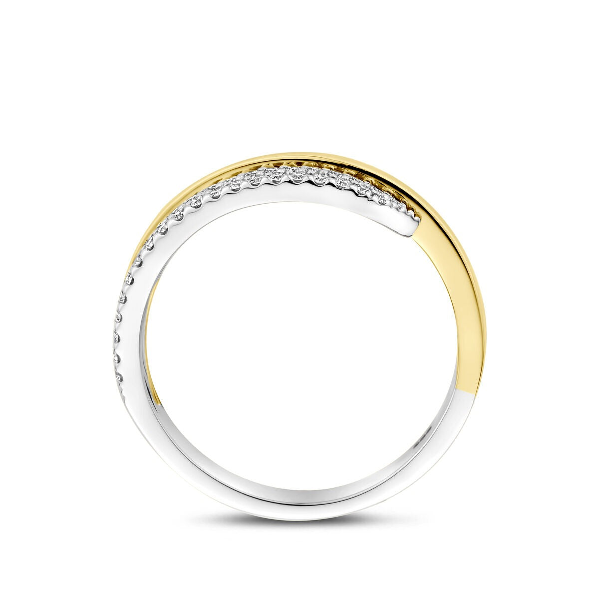 pierścionek z białego i żółtego złota z diamentem 0.40ct