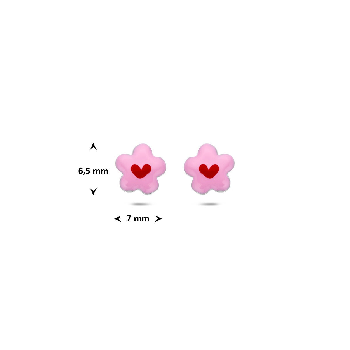 Rodowane srebrne kolczyki wkrętki w kształcie kwiatu z emalią