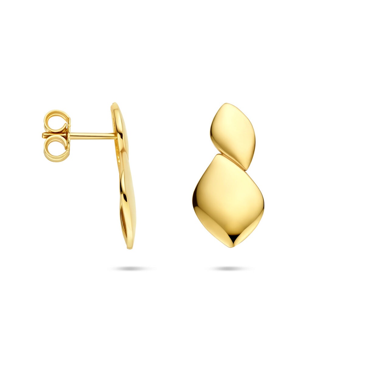 Złote kolczyki wkrętki 14k prostokątny design