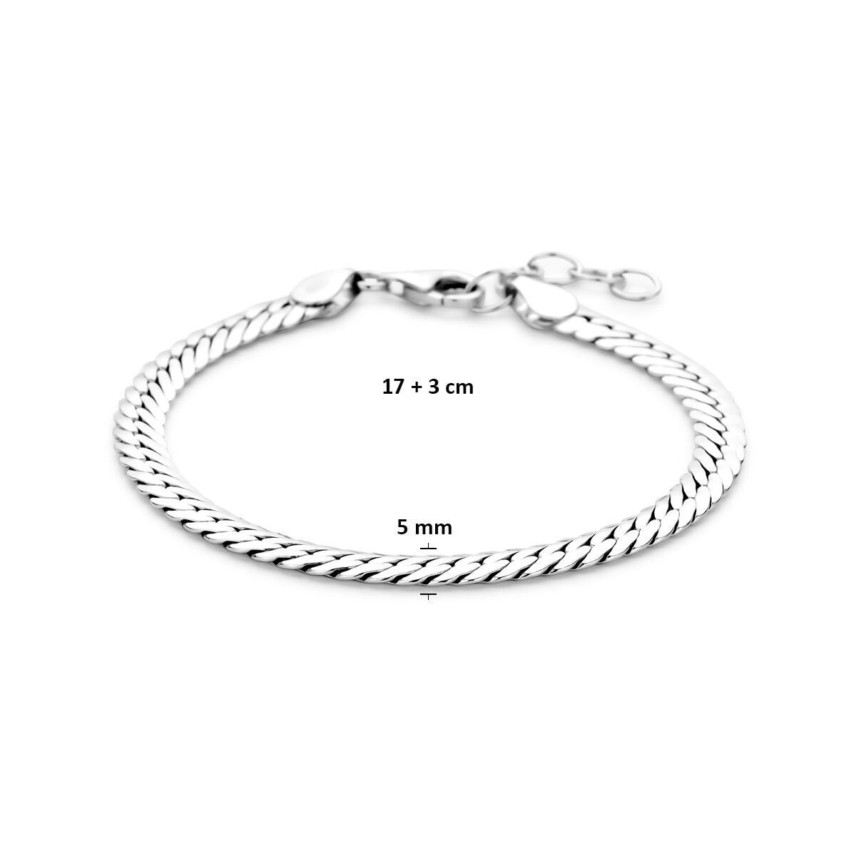 Rodowany 925 srebrna bransoletka z ogniwem gourmette 17–20 cm