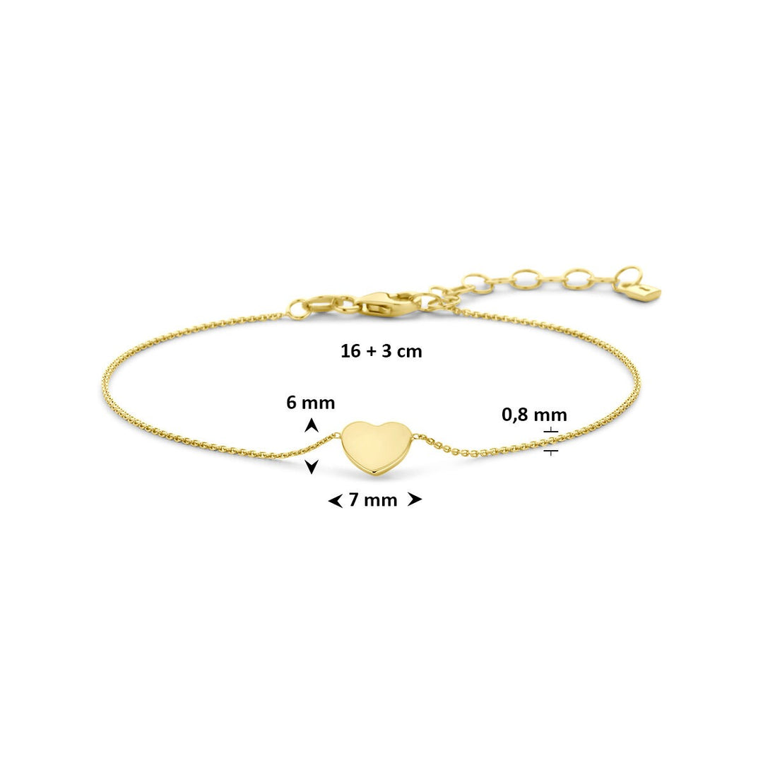 9k Geelgouden damesarmband met hartje
