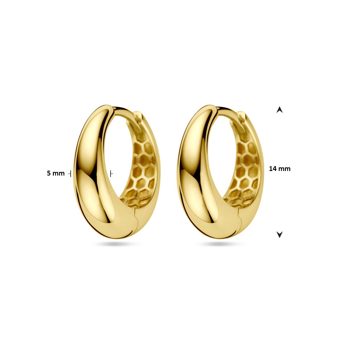 9k żółte kolczyki koła 14 mm