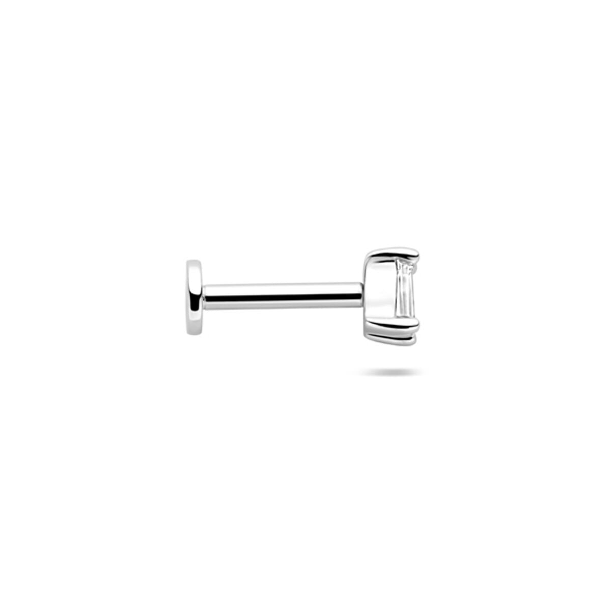 925 Rodowany Srebrny Piercing Flat Back z Cyrkonią