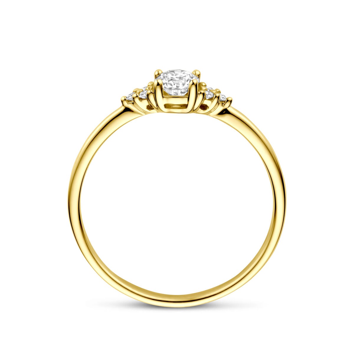 Złoty damski pierścionek 14k z solitarnym diamentem 0.28ct