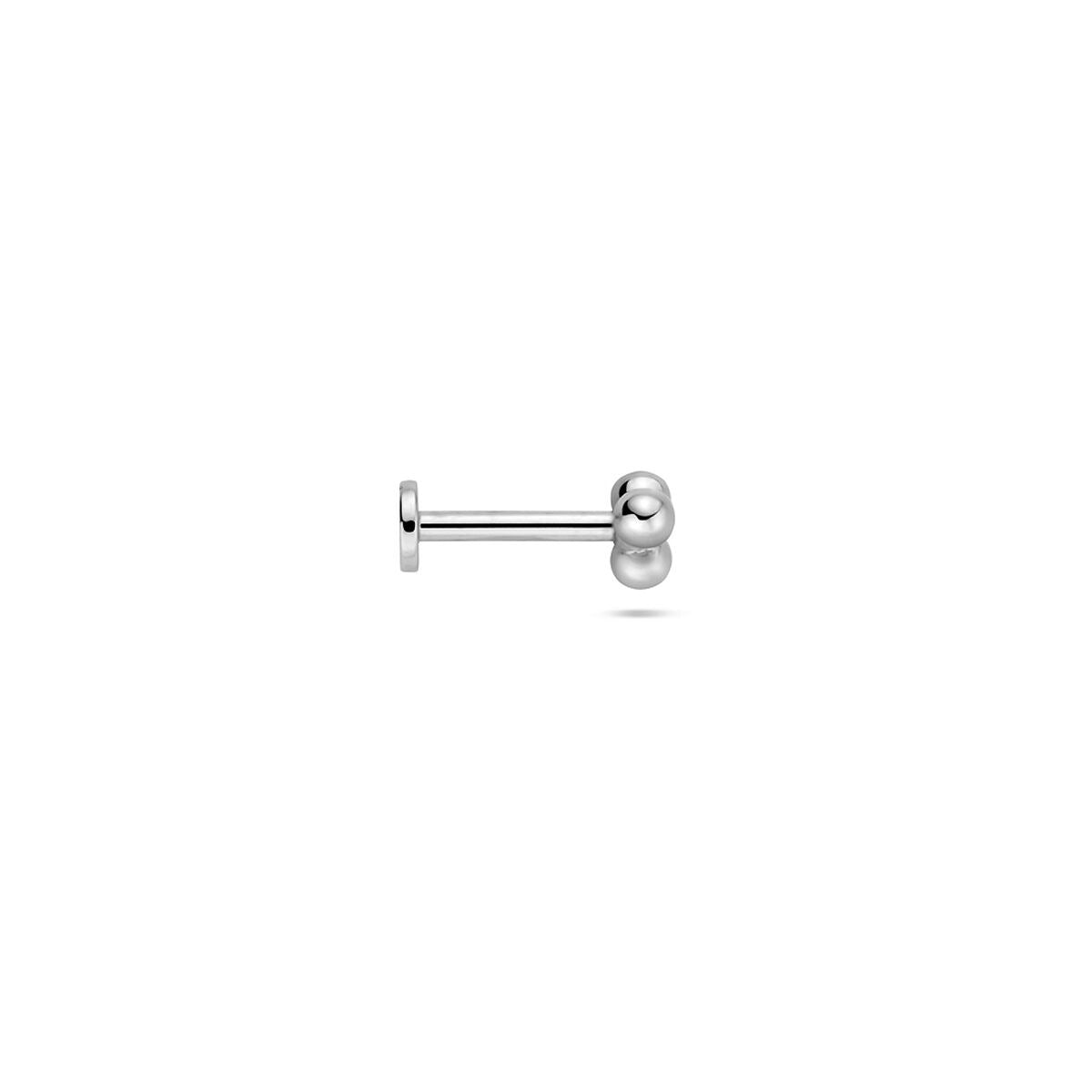 Srebrny piercing flat back z kuleczkami – rodowany 925