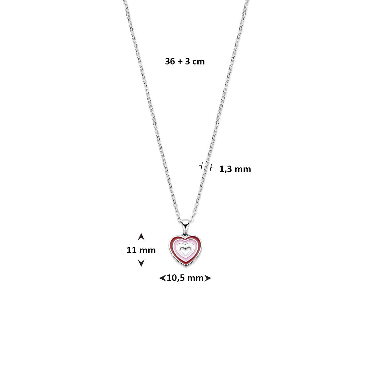Srebrny dziecięcy naszyjnik z serduszkiem – rodowany 925 srebro 36 + 3 cm