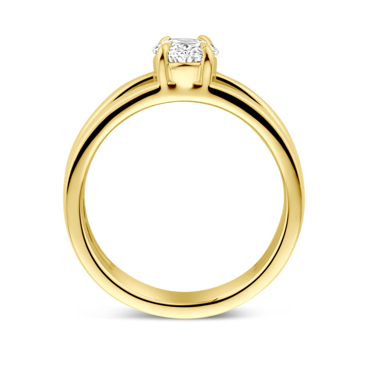 14k żółte złoto damski pierścionek z 1.00ct owalnym diamentem hodowanym w laboratorium