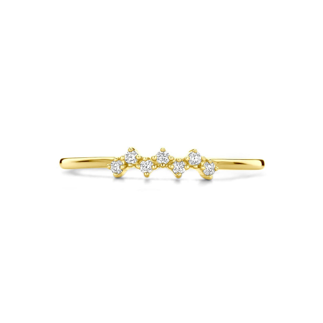 14k geelgouden ring met zirkonia