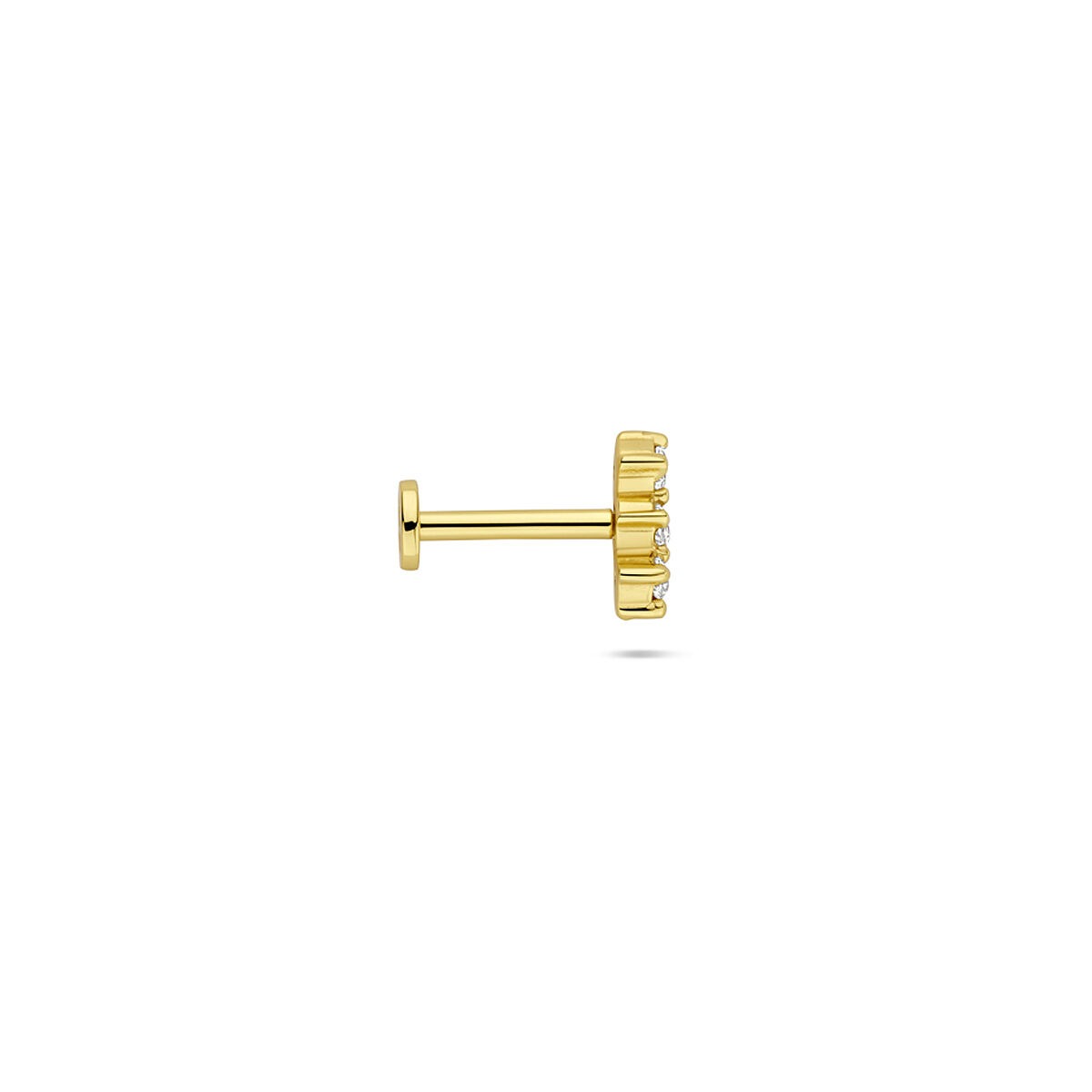 Pozłacany 925 srebrny płaski piercing z rzędem cyrkonii