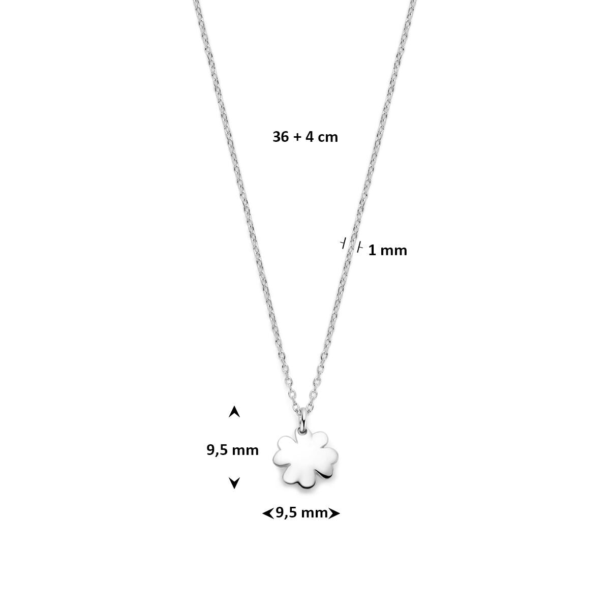 naszyjnik koniczyna 36 + 4 cm srebro rodowane