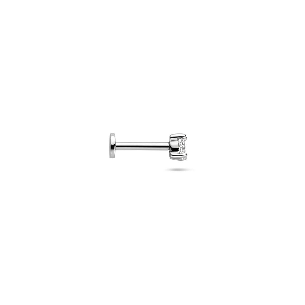 Srebrny piercing flat back z cyrkonią – rodowany 925 srebro