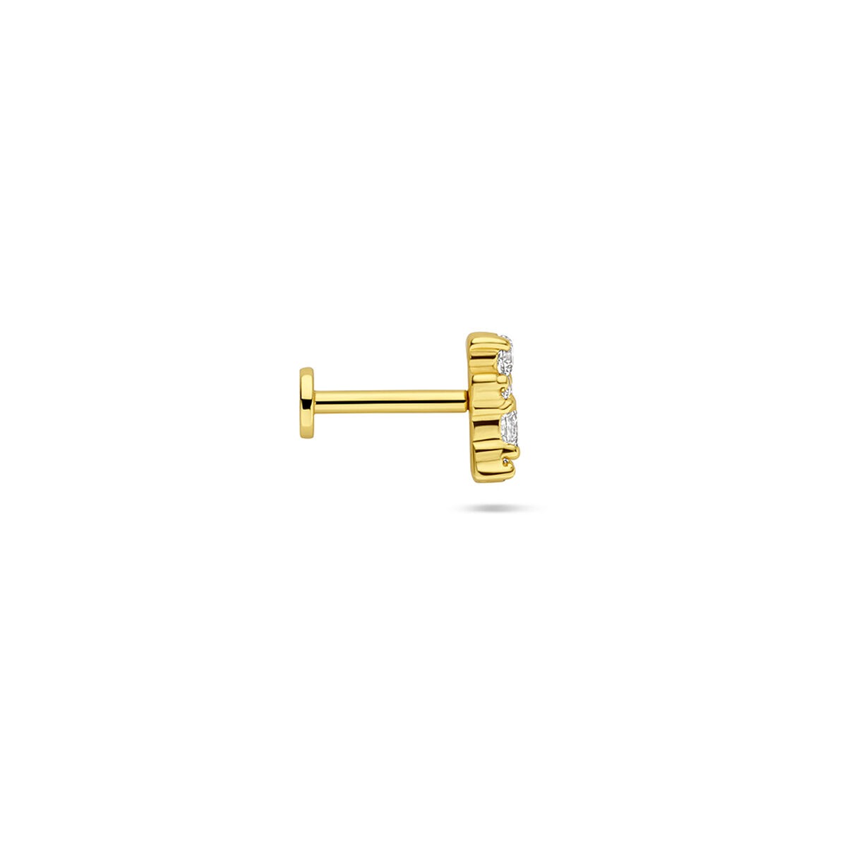Pozłacany 925 srebrny piercing z płaskim tyłem z cyrkonią