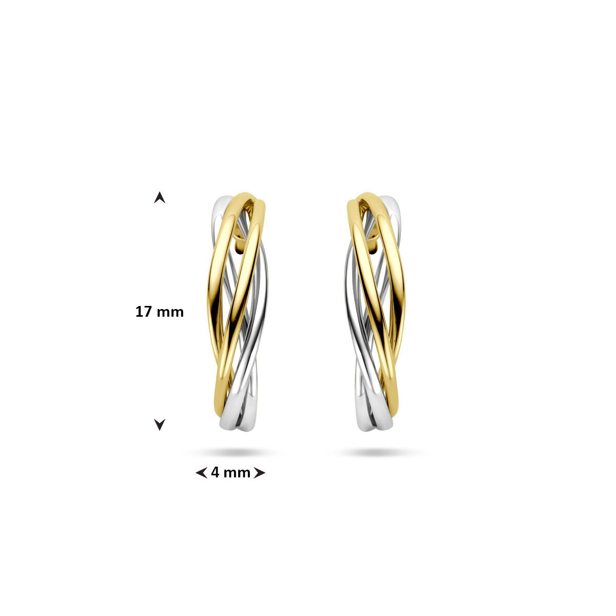 Bikolorowe kolczyki koła 14k żółte i białe złoto 17 mm
