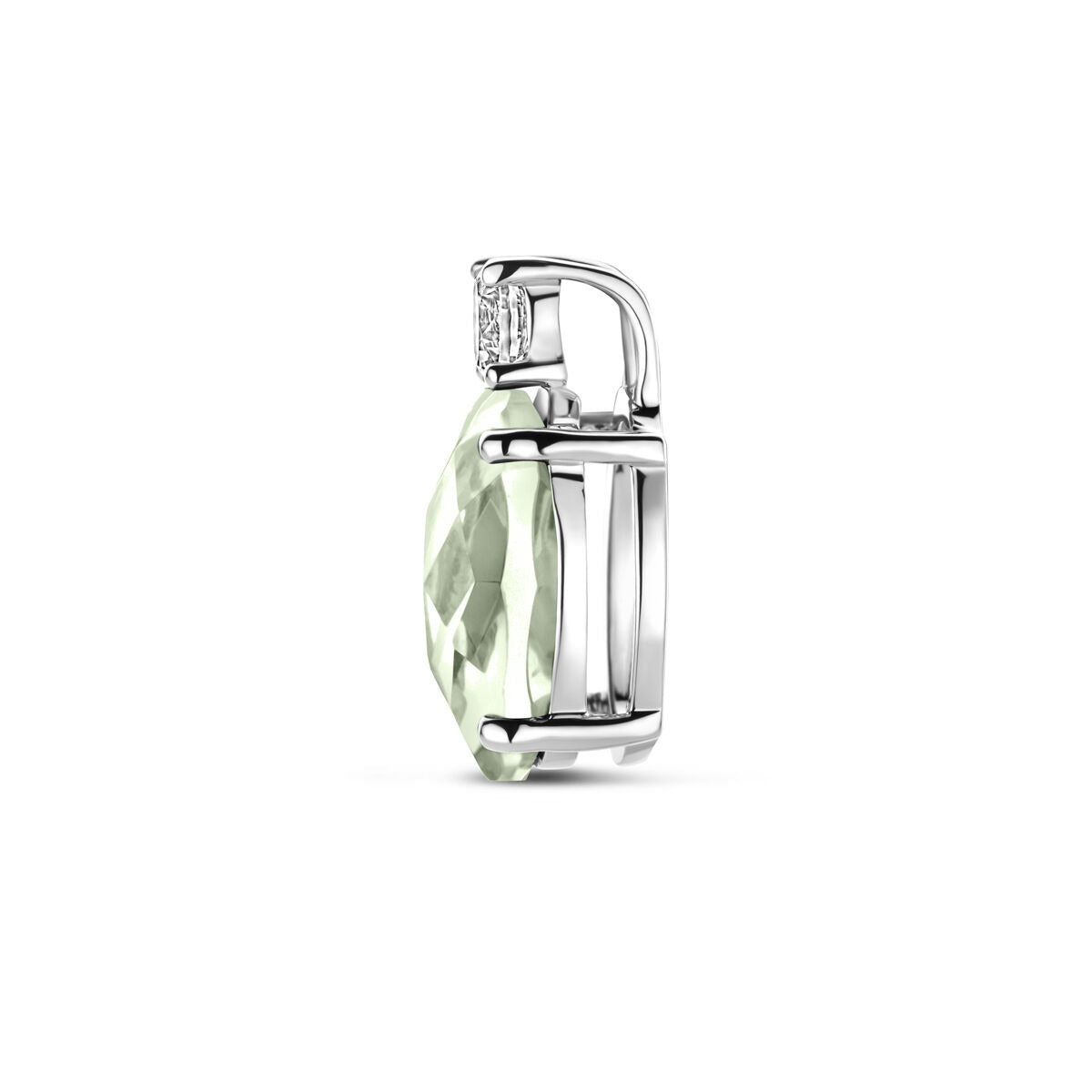 Srebrny wisiorek z zielonym ametystem i cyrkonią – rodowany srebro 925, 13 x 8 mm