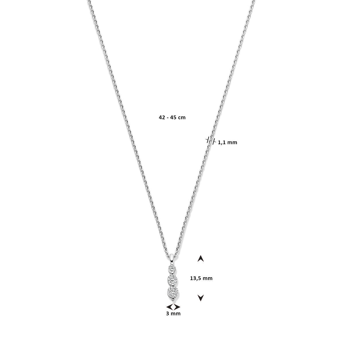 Srebrny naszyjnik z cyrkonią – rodowany srebro 925, 42-45 cm