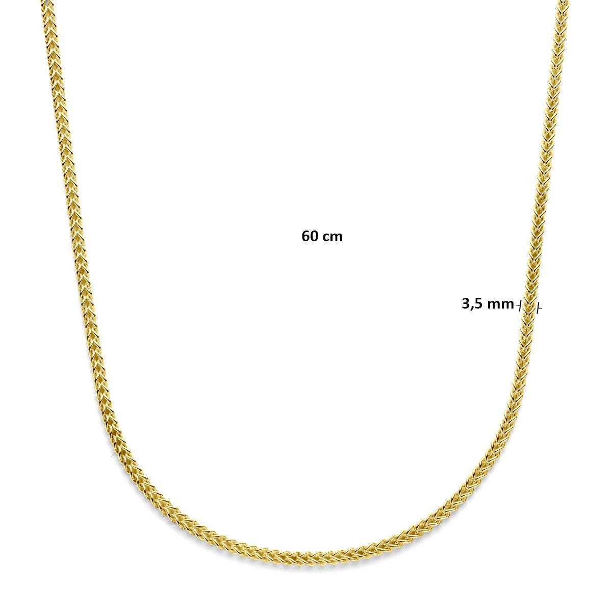 14k Żółte Złoto Gourmette Męski Naszyjnik 60 cm z Srebrnym Rdzeniem
