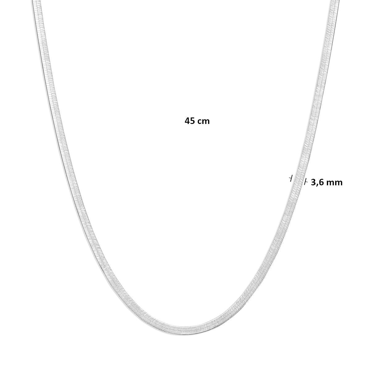 naszyjnik wąż płaski 3,6 mm 45 cm srebro rodowane