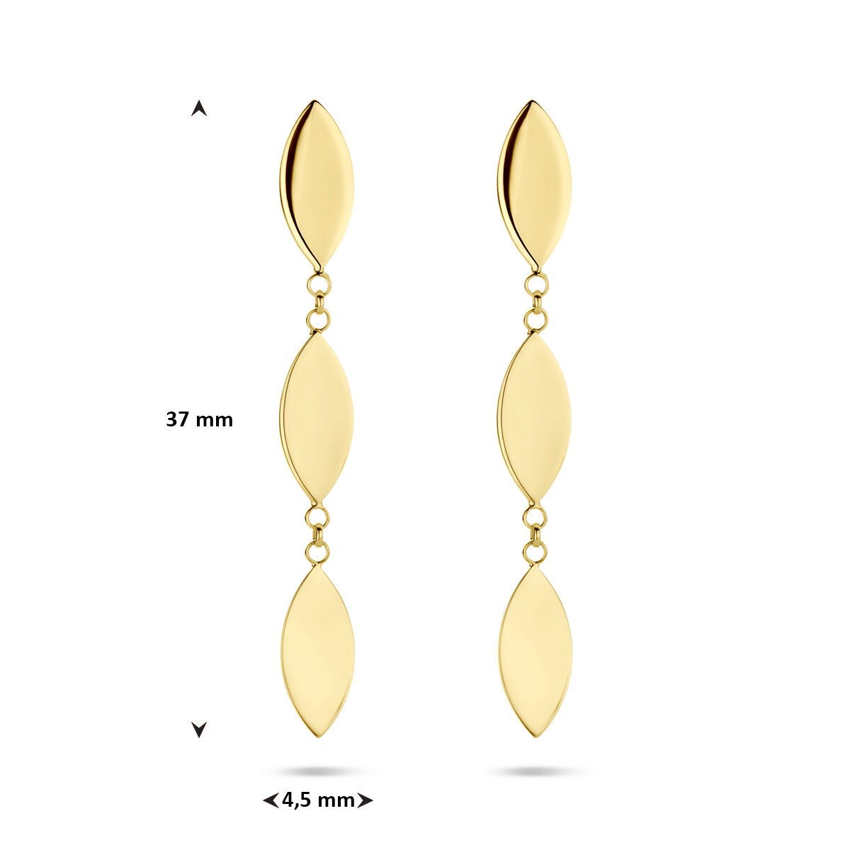 kolczyki 37 mm 14K żółte złoto
