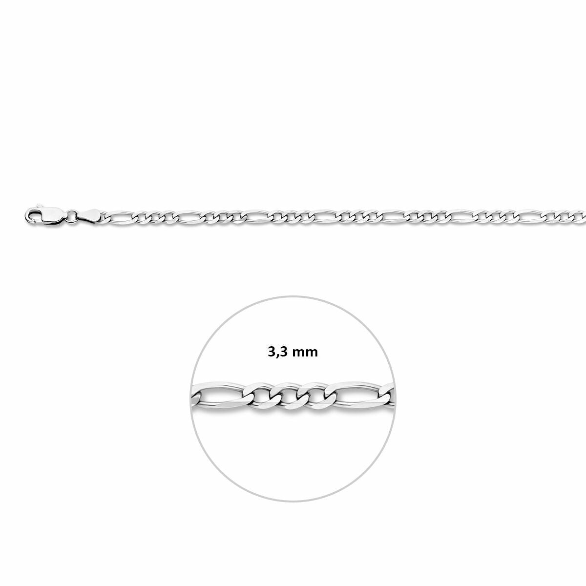 Rodowany srebrny naszyjnik figaro damski – 3.3 mm