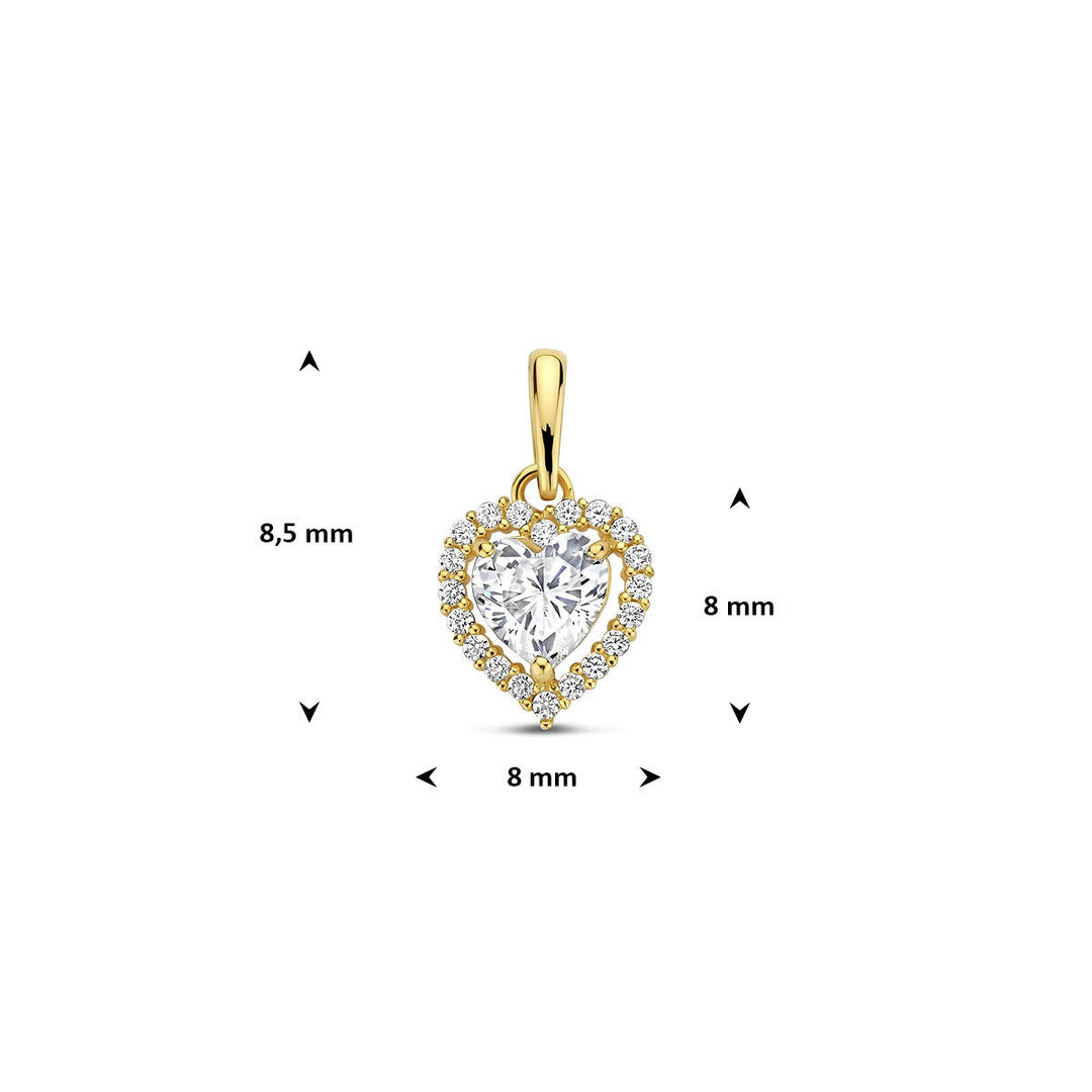 Gouden hanger met hart en zirkonia – 14k, entourage zetting