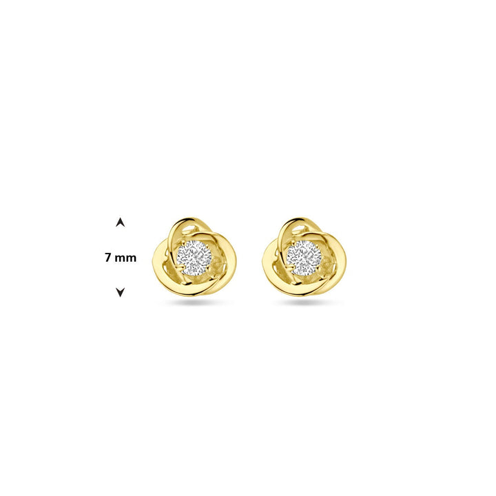 9k geelgoudkleurige oorknoppen met zirkonia – 7 mm