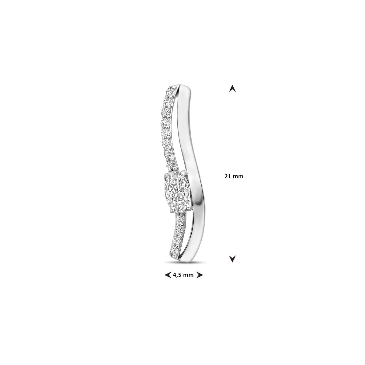 Srebrny wisiorek z cyrkonią w kształcie słupka – rodowany 925 srebro, 21 mm wysokości
