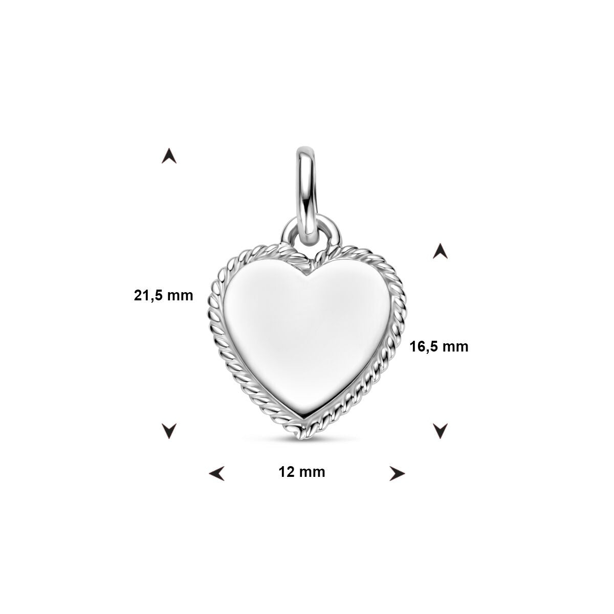 Rodowany Srebrny Wisiorek Serce – 19.5mm