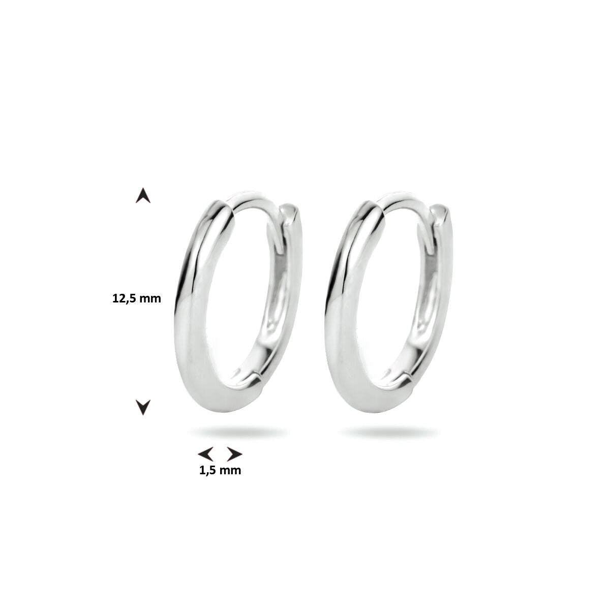 Rodowane Srebrne Kolczyki Koła – Półokrągłe 12.5 mm