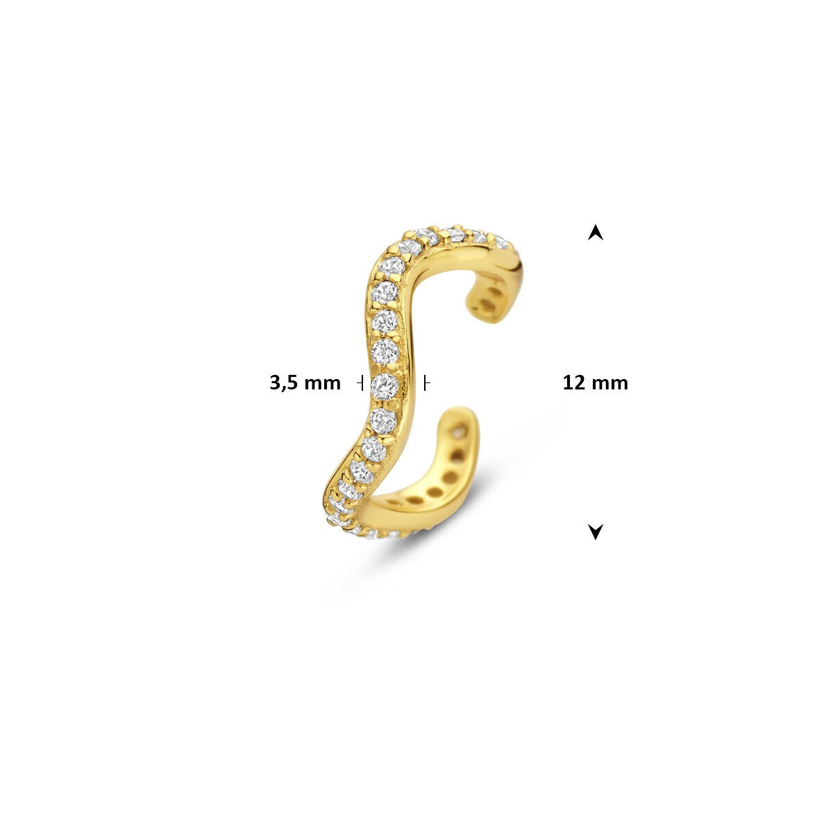 Pozłacany srebrny ear cuff z cyrkonią – subtelny blask bez piercingu